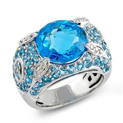 Genuine 10.97 ctw Diamond & Topaz Ladies Ring  