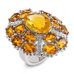 Genuine 18.98 ctw Diamond & Citrine Ladies Ring  