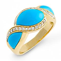 Genuine 0.31 ctw Diamond & Turquoise Ladies Ring  