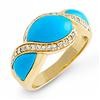Image 1 : Genuine 0.31 ctw Diamond & Turquoise Ladies Ring  