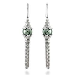 Genuine 15.73 ctw Diamond & Tahitian Pearl Earrings  