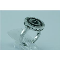 Genuine Diamond & Onyx Ring 14K White Gold