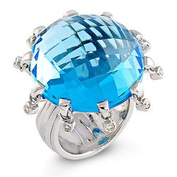 Genuine 46.89 ctw Diamond & Topaz Ladies Ring  