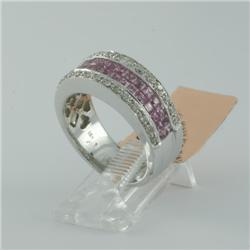Ring 1.54 ctw Diamond & Pink Sapphire  18K White Gold- SRP$ 5530