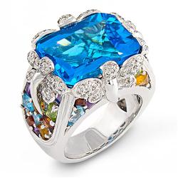 Genuine 18.55 ctw Diamond & Topaz, Ladies Ring  
