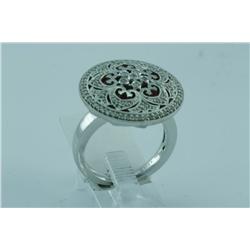 Genuine Diamond & Treated Coral Ring 14K Gold