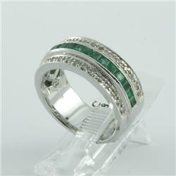 Ring 1.23 ctw Diamond & Emerald  14K White Gold- SRP$ 4703