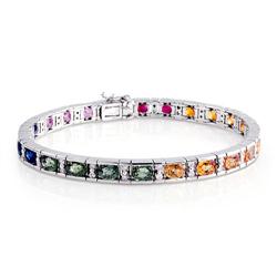 Genuine 14.49 ctw Diamond & Multi-color Sapphire Bracelet  