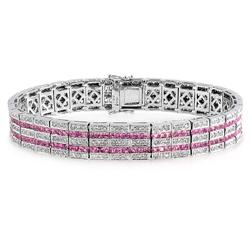 Genuine 11.63 ctw Diamond & Pink Sapphire Bracelet  