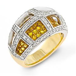 Genuine 2.28 ctw Diamond & Yellow Sapphire Ladies Ring  
