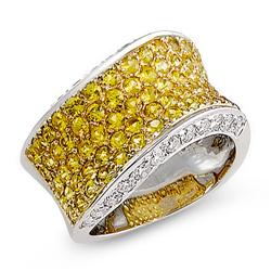 Genuine 3.03 ctw Diamond & YellowSapphire Ladies Ring  