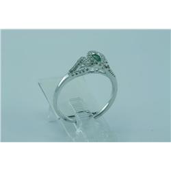 Genuine Diamond & Emerald Ring 14K Gold