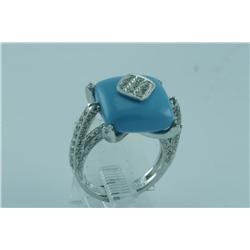 Genuine Diamond & TurquoiseRing 14K Gold