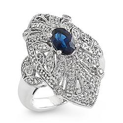 Genuine 1.38 ctw Diamond & Sapphire Ladies Ring  