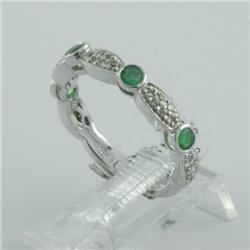 Ring 0.55 ctw Diamond & Emerald  14K White Gold- SRP$ 1841