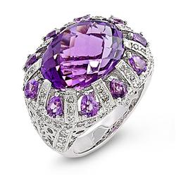 Genuine 12.5 ctw Diamond & Amethyst Ladies Ring  