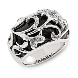 Genuine 12.94 ctw Diamond & Onyx Ladies Ring  
