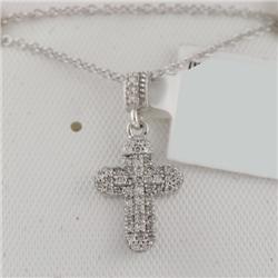 Cross Necklace 0.16 ctw Diamond  14K  White Gold- SRP$ 1206