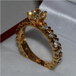 Genuine 2.09 ctw Diamond Engagement Ring 14K Yellow Gold