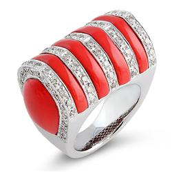 Genuine 12.63 ctw Diamond & Coral Ladies Ring  