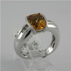 Ring 2.73 ctw Diamond & Citrine  14K  White Gold- SRP$ 2477
