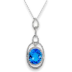 Genuine 6.65 ctw Diamond & Topaz Pendant w/ Chain  
