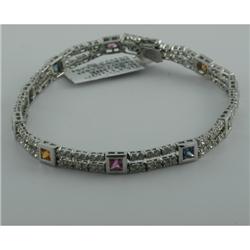 Bracelet 4.93 ctw Diamond & Multi-color  14K  White Gold- SRP$ 10711