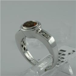 Ring 1.0 ctw Diamond & Citrine  14K  White Gold- SRP$ 2452