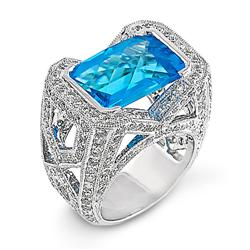Genuine 12.60 ctw Diamond & Topaz Ladies Ring  
