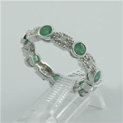 Ring 1.42 ctw Diamond & Emerald  14K White Gold- SRP$ 2520