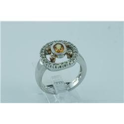 Genuine Diamond & Yellow Sapphire Ring 14K Gold