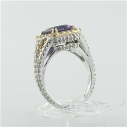 Ring 3.67 ctw Diamond & Amethyst  14K 2Tone Gold- SRP$ 5512