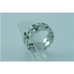 Genuine Diamond & Emerald Ring 18K Gold
