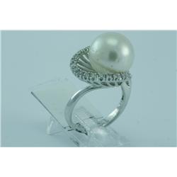 Genuine Diamond & Southsea Pearl Ring 14K Gold- SRP$ 3485