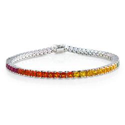 Genuine 9.87 ctw Multi-color Sapphire Ladies Bracelet 14K White Gold
