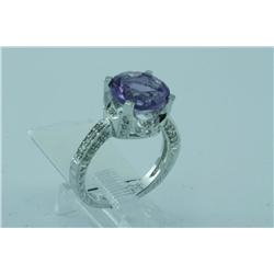 Genuine Diamond & Amethyst Ring 14K White Gold- SRP$ 3009