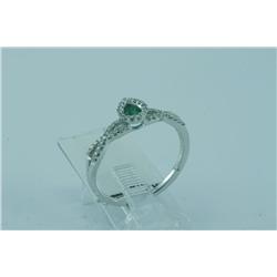Genuine Diamond & Emerald Ring 14K White Gold- SRP$ 1404