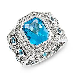 Genuine 6.22 ctw Diamond & Topaz Ladies Ring 14K White Gold