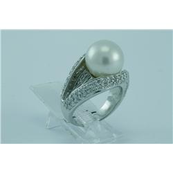 Genuine Diamond & Southsea Pearl Ring 18K White Gold- SRP$ 13828