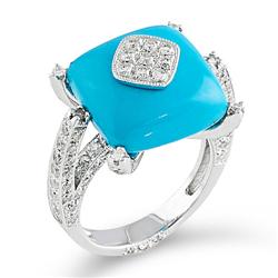 Genuine 12.63 ctw Diamond & Turquoise Ladies Ring 14K White Gold