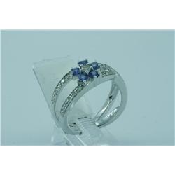 Genuine Diamond & Blue Sapphire Ring 14K Gold- SRP $2842