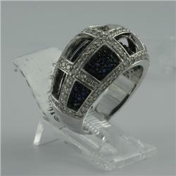 Ring 2.18 ctw Diamond & Blue Sapphire  14K  White Gold- SRP$ 7229