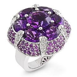 Genuine 11.87 ctw Diamond & Amethyst Ladies Ring  