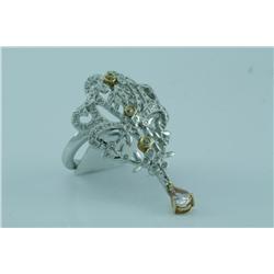 Genuine Diamond & Morganite Ring 14K 2Tone Gold - SRP $3720