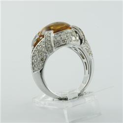Ring 8.07 ctw Diamond & Citrine  14K White Gold- SRP$ 6913