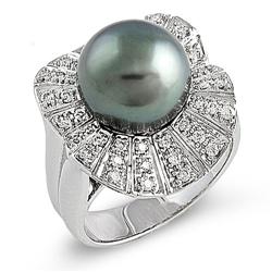 Genuine 8.66 ctw Diamond & TahitianPearl Ladies Ring  