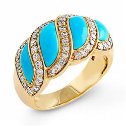 Genuine 0.70 ctw Diamond & Turquoise Ladies Ring  