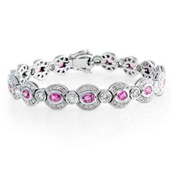 Genuine 7.62 ctw Diamond & Pink Sapphire Bracelet  