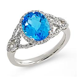Genuine 3.32 ctw Diamond & Topaz Ladies Ring  Gold