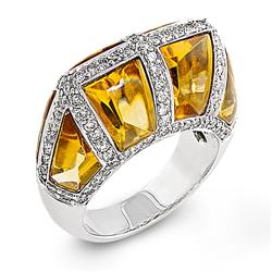 Genuine 10.68 ctw Diamond & Citrine Ladies Ring Gold